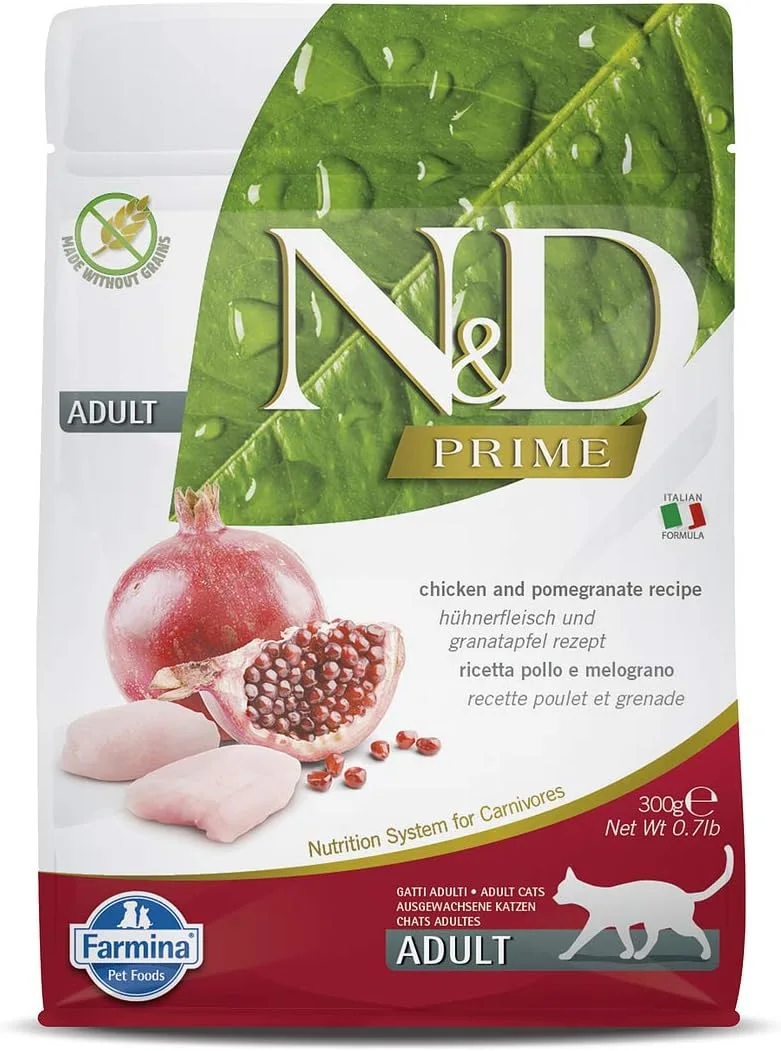 Farmina N&D Prime adult cat chicken and pomegranate 300 g — front of pack