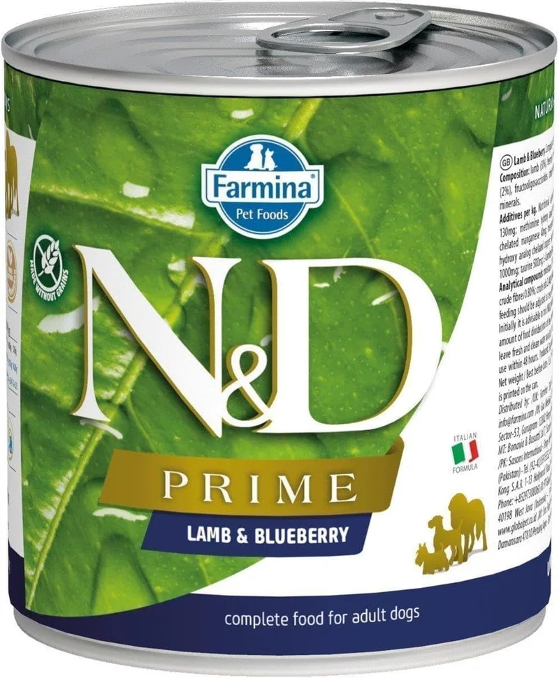 Farmina N&D Dog Prime Lamb & Pump & Bluberry 285g — supplied product photo